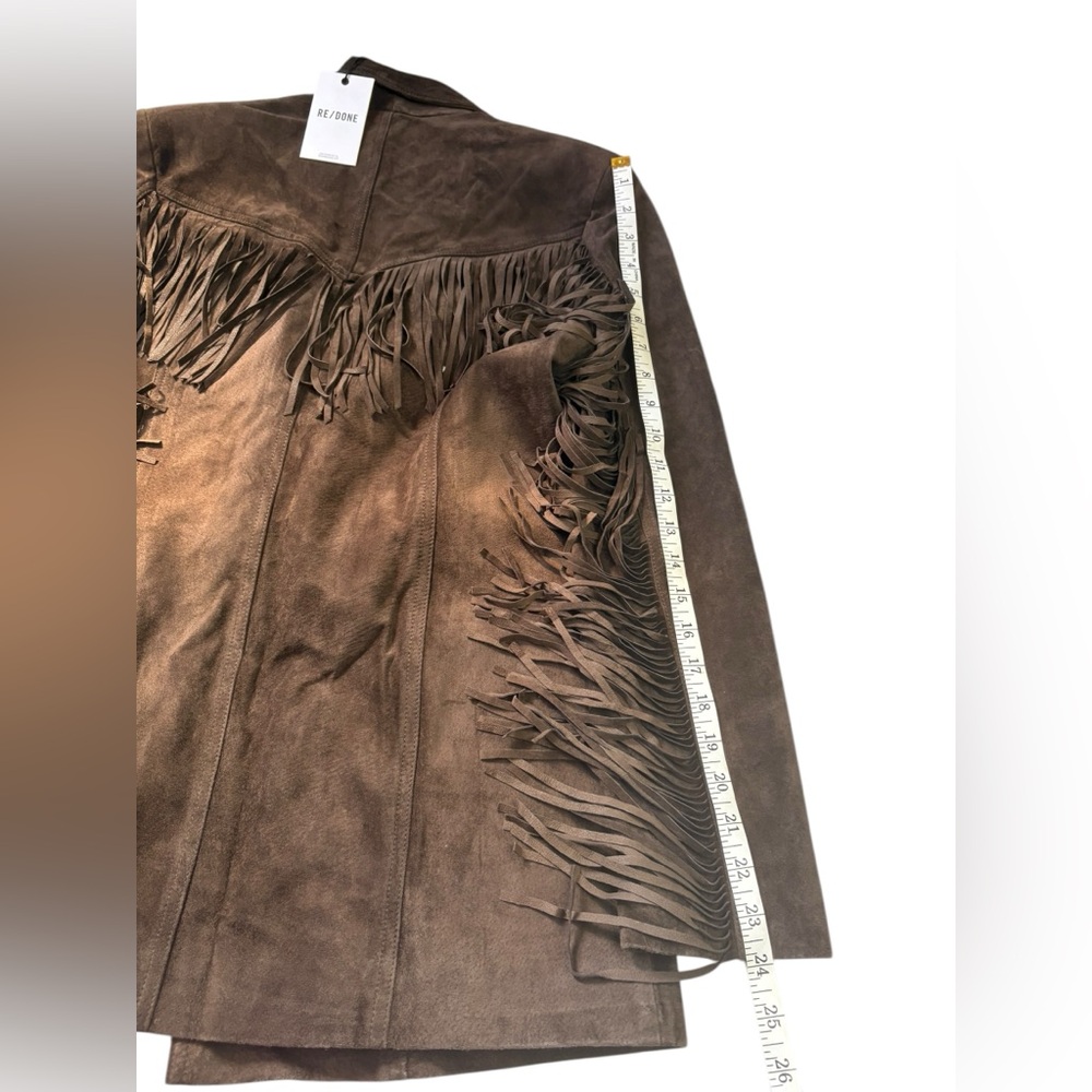 Re/Done Suede Fringe Blazer Jacket Brown Western NWT - Picture 11 of 12